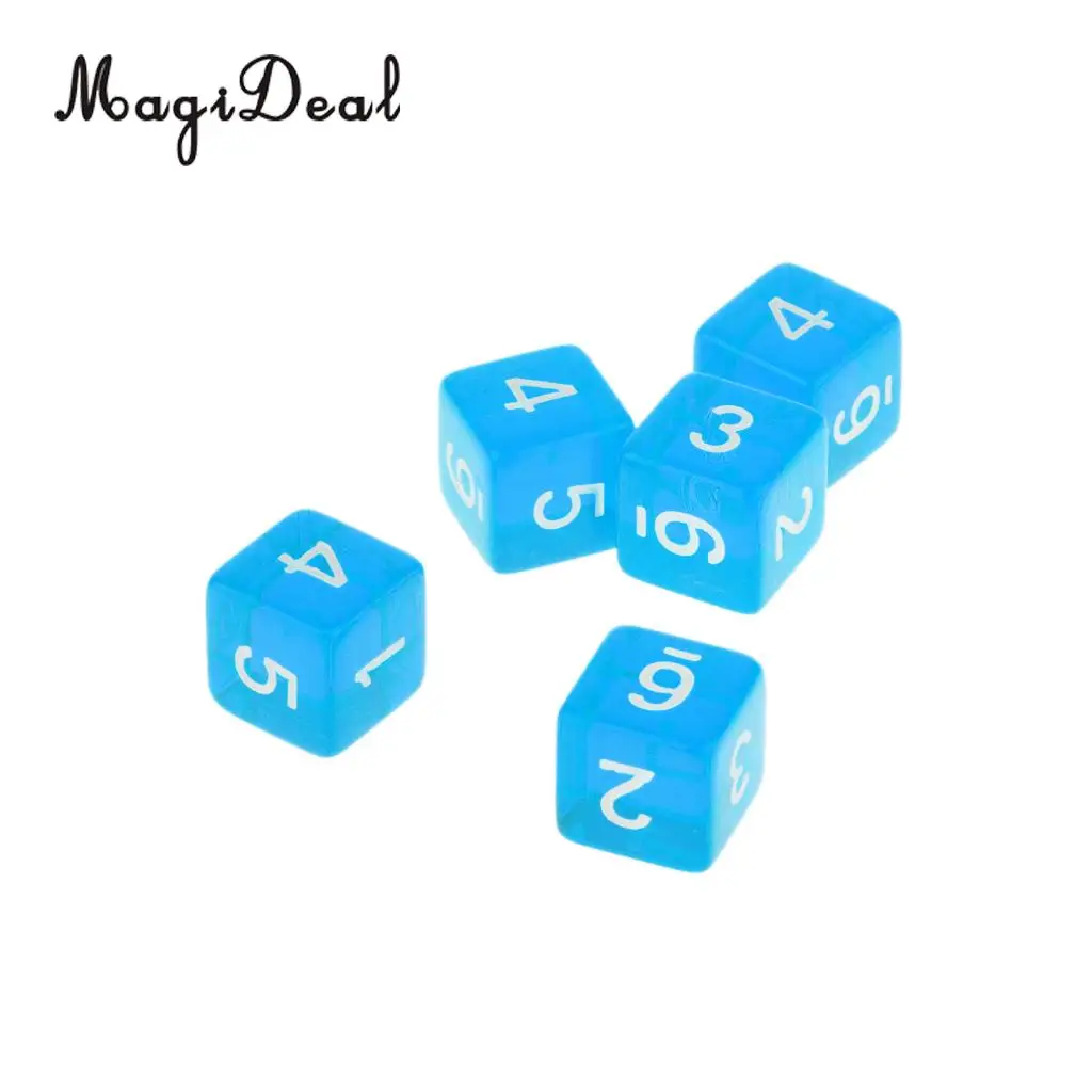 MagiDeal 10Pcs Acrylic 6 Sided D6 Dices Die Set for D&D TRPG MTG Roleplaying Board Games Party Casino Supplies