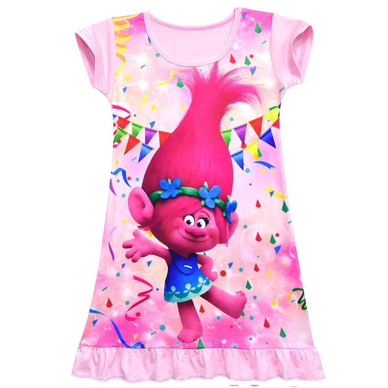 Новинка; маскарадные костюмы для маленьких девочек; Детские платья для девочек; повязка на голову; вечерние платья «Моана тролли»; уличная одежда для детей - Цвет: Pink