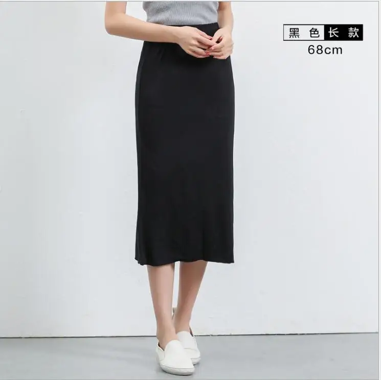 Женское невидимое гладкое модальное полускользящее сглаживающее стрейчевое тканевое платье-комбинация, интимное нижнее белье - Цвет: Black68