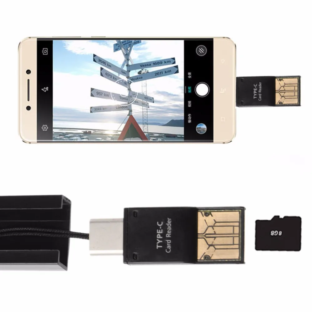 Два в одном usb type C к USB 2,0 type A Micro SD TF адаптер для чтения карт памяти