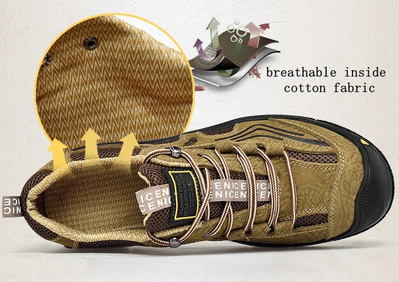 Золотая саплинговая Удобная Уличная обувь мужские дышащие кожаные тканевые кроссовки мужские альпинистские летние походные ботинки
