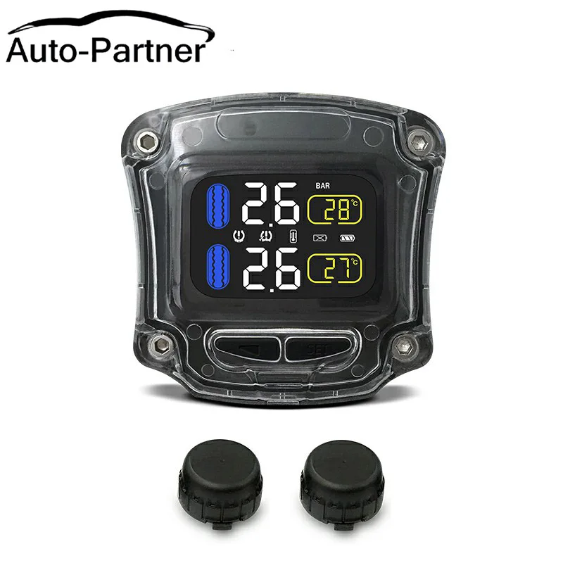 M3-B Wireless Motorcycle TPMS Real Time Tire Pressure Monitoring System Universal 2 External Internal Sensors LCD Display | Автомобили и