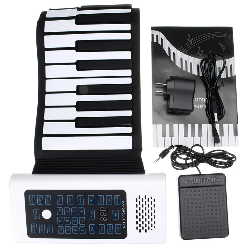 

Zebra BR-A-88 Keys Rechargeable Keyboard Roll Up Piano With Microphone Speaker Beginner Musical Instrument Electric Accessory