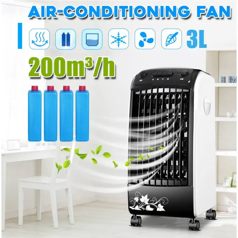 

220V 65W Air Conditioner 3 Stalls Chiller Strong Refrigeration Air Conditioning Fan Humidifier Cooler Fan+4 ice crystals