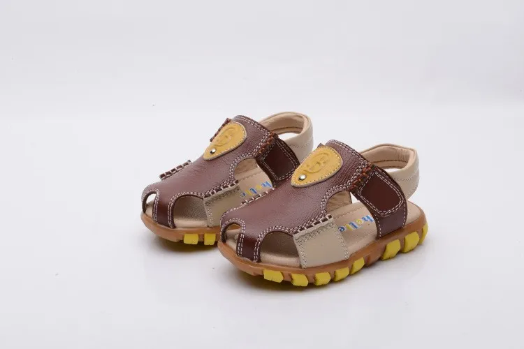 Обувь для мальчиков Лето Пояса из натуральной кожи сандалии baotou милые детские сандалии Босоножки с закрытой пяткой