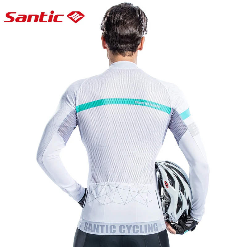 Santic, мужские майки для велоспорта с длинным рукавом, Pro Fit, для шоссейного велосипеда, MTB, топ, Джерси, весна-лето, дышащие майки для велоспорта, азиатские S-4XL, C01090