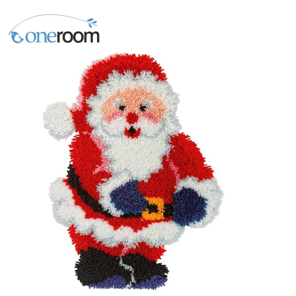 ZD578 Santa Claus Hook Rug Kit DIY Unfinished Crocheting Yarn Mat Latch