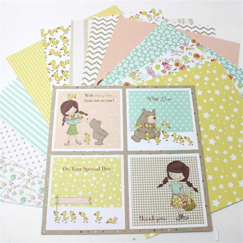 

VYUTXA 12pcs 6" Single-side Lovely Girl Pattern creative papercraft art paper handmade scrapbooking kit set books