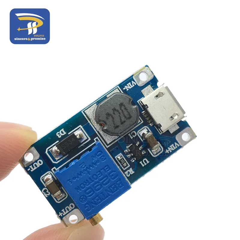 MT3608 DC-DC регулируемый Повышающий Модуль 2A повышение пластина Step Up Модуль с MICRO USB 2 V-24 V 5V 9V 12V 28V для Arduino - Цвет: MICRO USB