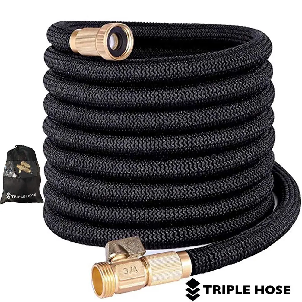 

Heavy Duty Brass Fittings Shut Off Water Valve Expandable Garden Triple Hose