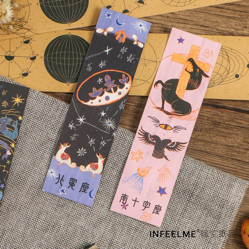 

30 pcs/pack Zodiac Bookmark Paper Cartoon Animals Bookmark Promotional Gift Stationery dual Note Message