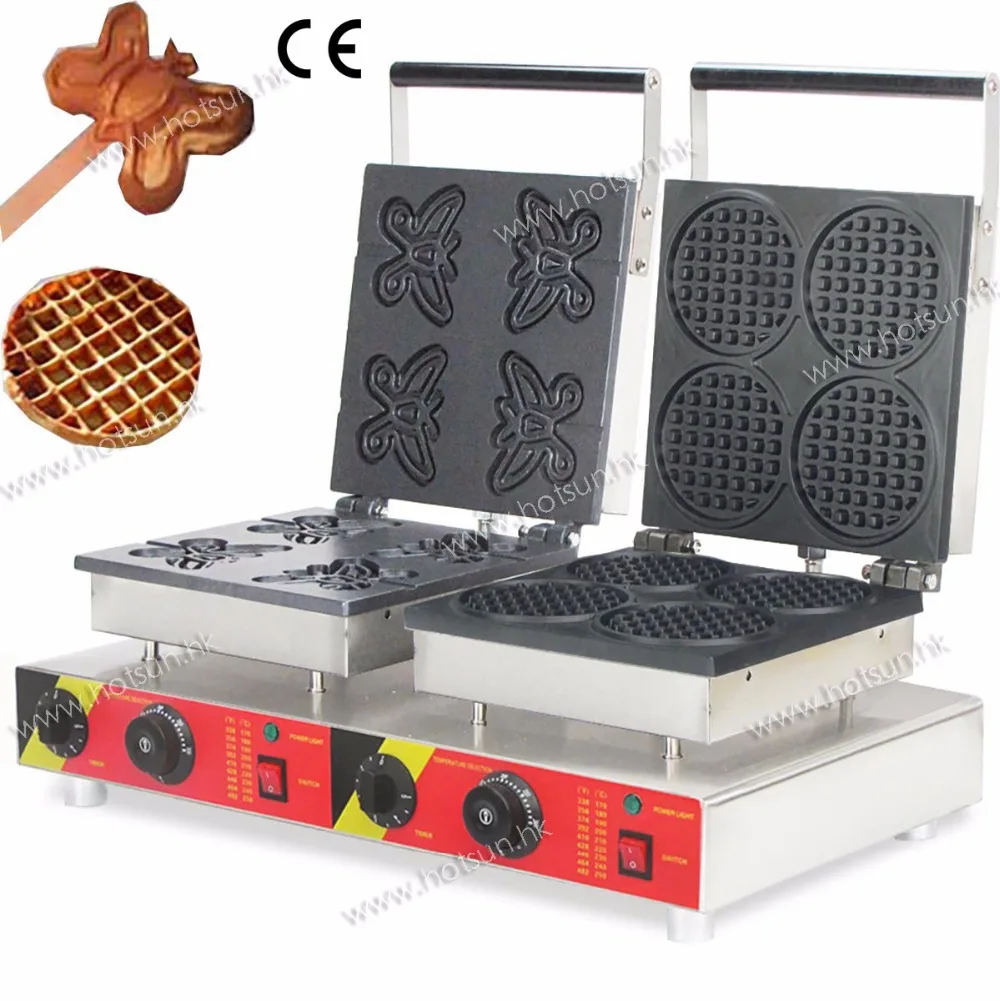 Free Shipping Double Commercial 110V 220V Electric Waffle Butterfly