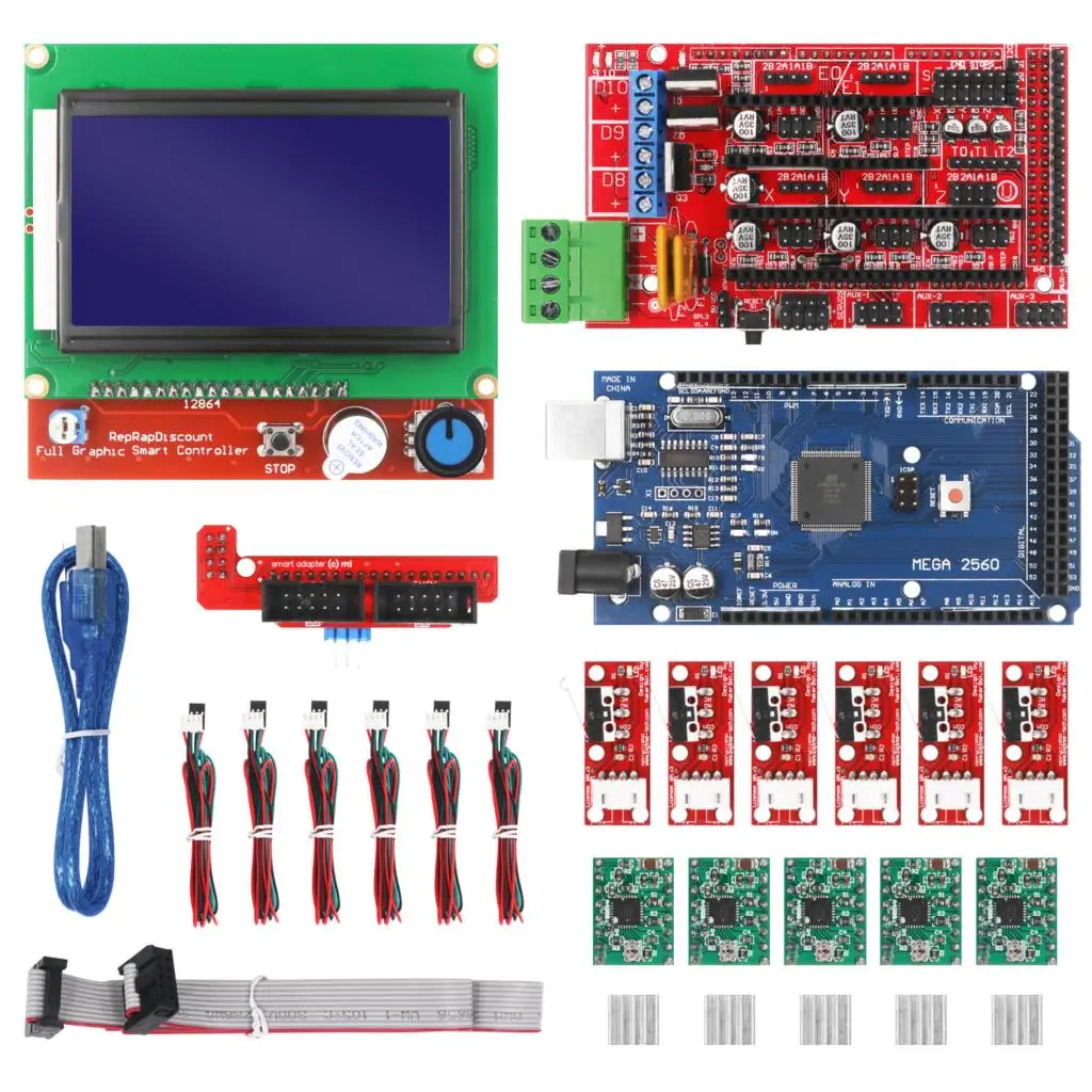 CNC 3d принтер комплект с МЕГА 2560 платы, RAMPS 1,4 контроллер, lcd 12864, A4988 шаговый драйвер для Arduino