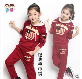 

Kids Fall 2016 explosion models cotton towels embroidered suit boys and girls Korean children suits boy suit