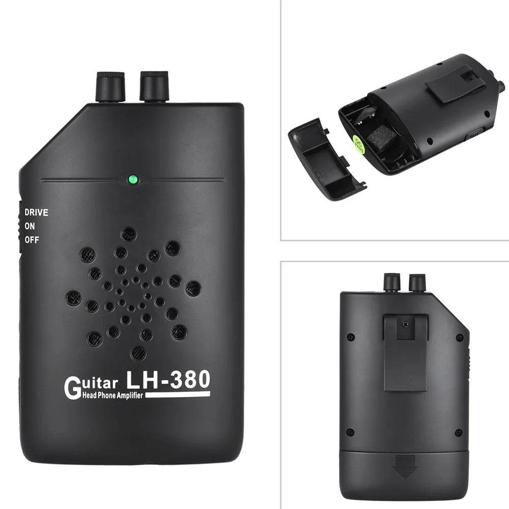 Mini Portable Electric Guitar Headphone Amp Amplifier Ukelele Practice Headphone Amp Amplifier Speaker with Belt Clip Black