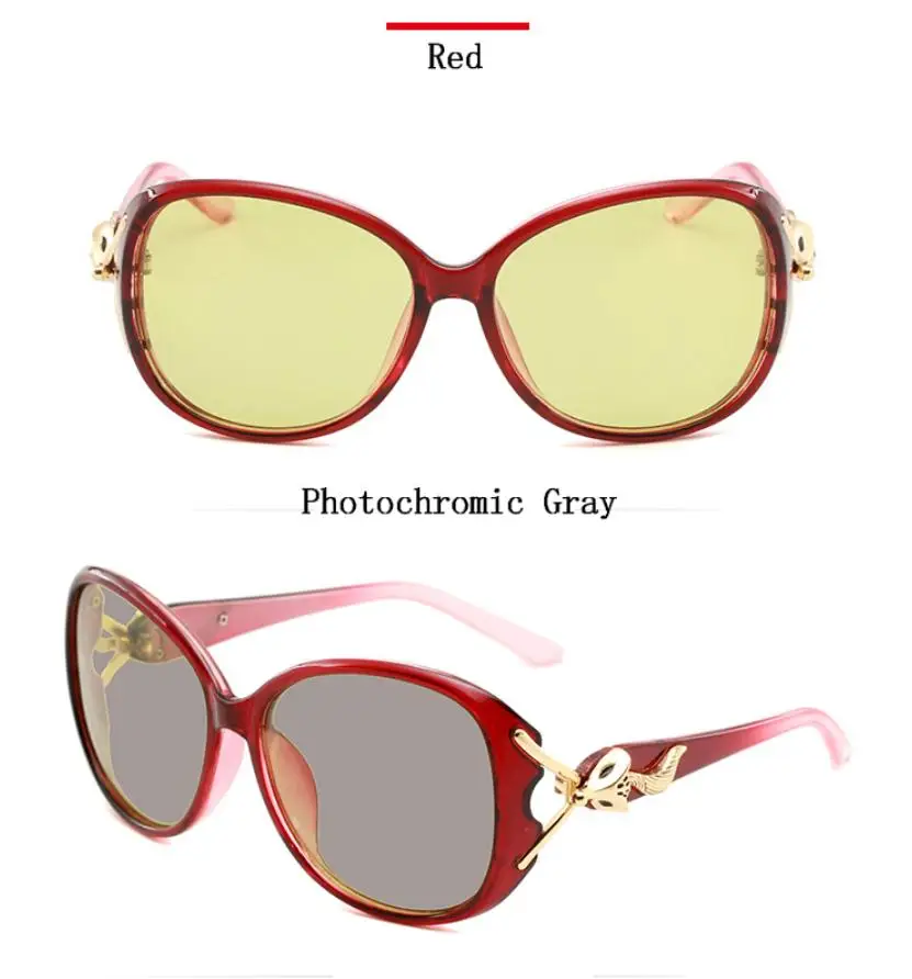 Фотохромные поляризованные солнцезащитные очки для женщин, новинка, модные очки с желтыми стеклами, очки с большой оправой UV400 L3 - Цвет оправы: Photochromic Gray 3
