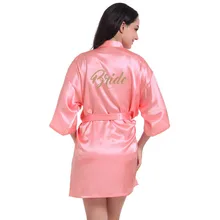Женский шелковый халат для невесты с горячей штамповкой, для свадьбы, короткий параграф, халат, кимоно, стильная ночная рубашка, женские летние халаты для невесты