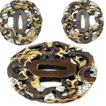

Boutique COPPER GILT SWORD ACCESSORY DRAGON TD004 JAPANESE SAMURAI KATANA GUARD PAIR DRAGON TSUBA