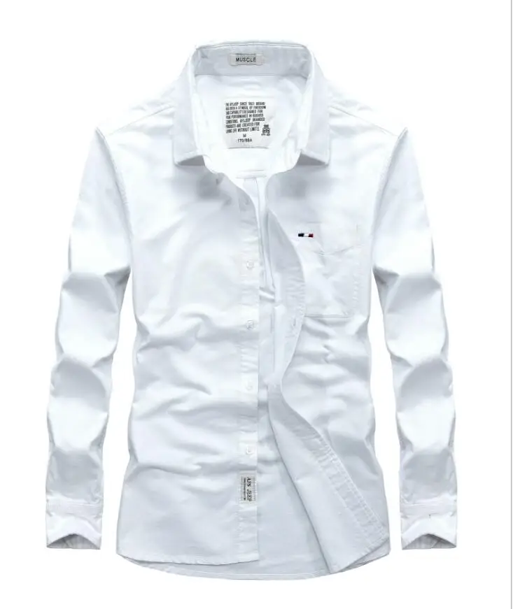 Бизнес платье рубашка Длинные рукава брендовая рубашка chemise homme стройная фигура хлопковые рубашки - Цвет: Белый