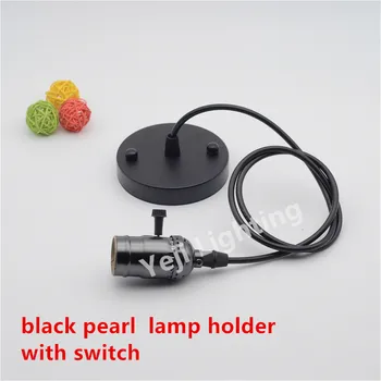 

Edison retro Chandelier E27 black pearl smooth lamp holder with switch Nostalgia Bar restaurant creative Lighting Accessories
