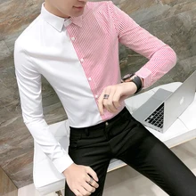 Мужская рубашка, винтажное платье-рубашка в полоску, приталенная рубашка с Медузой, мужские модные рубашки с длинными рукавами, мужские рубашки Camisa Social