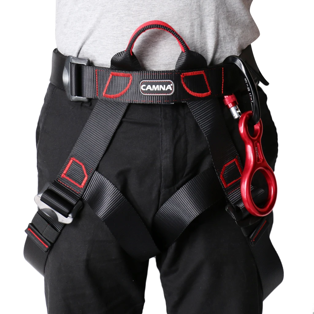 Climbing Sports Safety Sit Harness 35KN Figure 8 Belay Device Descender 25KN D-Ring Screw Lock Carabiner Accessories