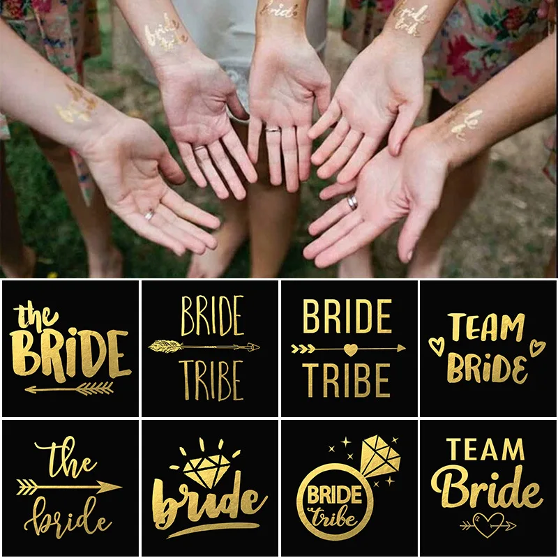 

5pcs/lot Wedding Decoration Team Bride To Be Tattoo Sticker Bridal Bachelorette Party Hen Night Diy Decor Temporary Tattoo