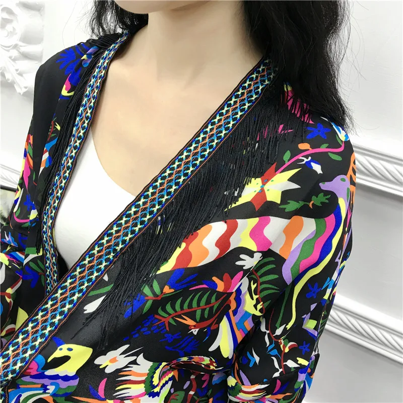 Cheshanf 2019 Fringe Kimono Cardigan Women Long Sleeve Summer Cardigan Ethnic Boho Beach Long Cardigan Femme
