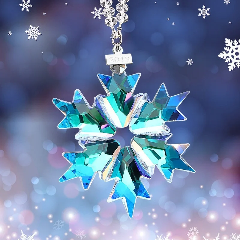 

2019 Christmas Crystal Snowflake Decoration Car Rearview Mirror Beauty Charm Pendant