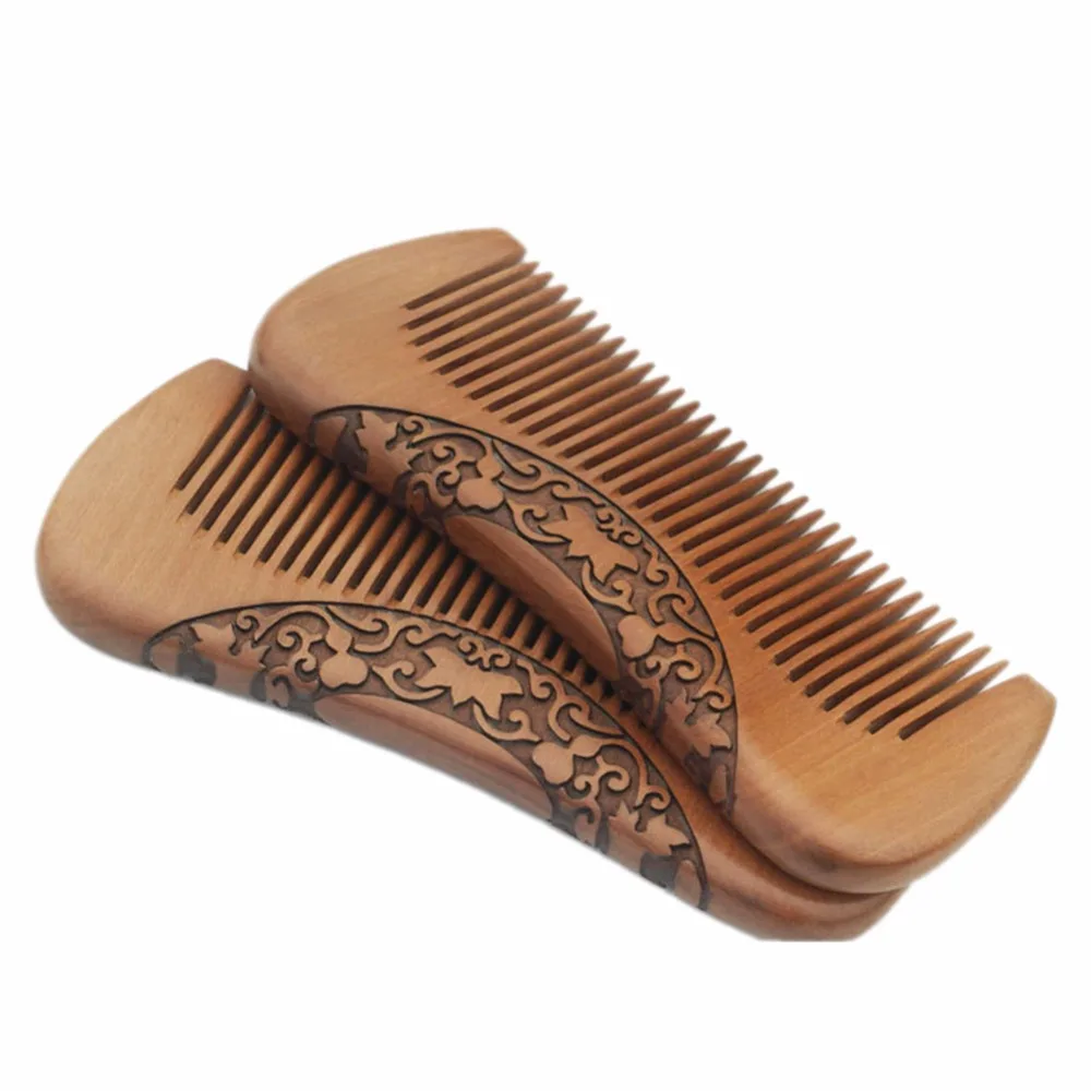 

Pork combs natural green sandalwood very narrow teeth comb no static lice beard hair comb style