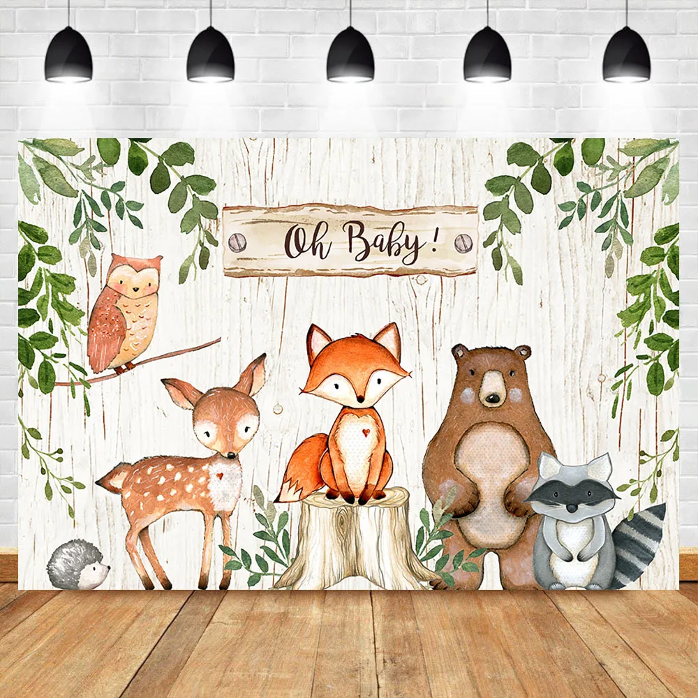 

NeoBack Woodland Baby Shower Backdrop Vinyl Woodland Animals Baby Shower Party Banner Photography Backdrops