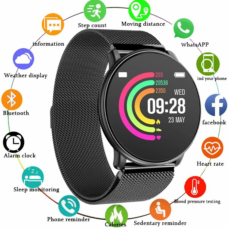 

GEJIAN Smart Watch IP68 Waterproof Heart Rate Monitor Smartwatch Message Reminder Fitness Tracker Wristband for Android and IOS