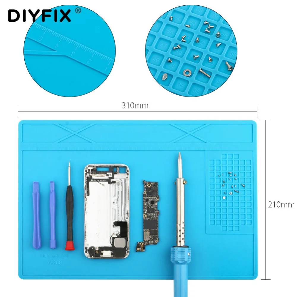 DIYFIX мобильного телефона инструменты для ремонта, отвертка инструмент открытия набор теплоизоляция силиконовый коврик для BGA паяльная Ремонт Инструменты сделай-сам набор
