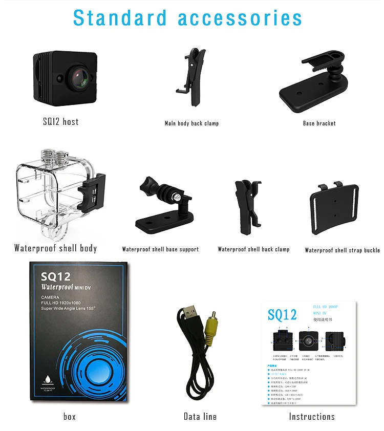 SQ12 Водонепроницаемый градусов широкоугольный объектив HD 1080 P Широкий формат мини видеокамера DVR SQ12 mini спорт видео камеры от SQ11