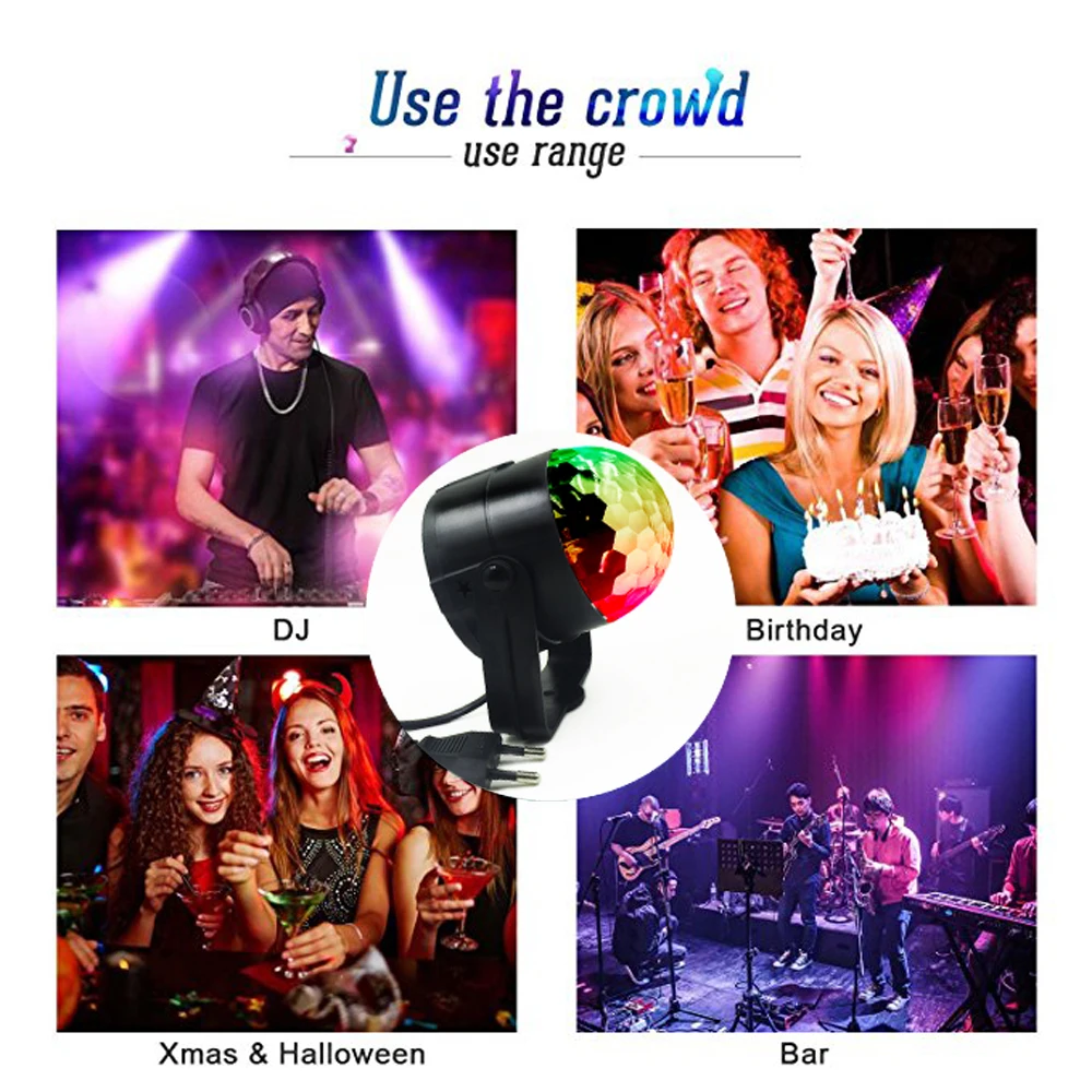 Magic RGB Crystal Ball Night Lights LED Auto Sound Activated Stage Lamp EU US AC220V 110V Projector Disco Party Holiday Lighting (3)