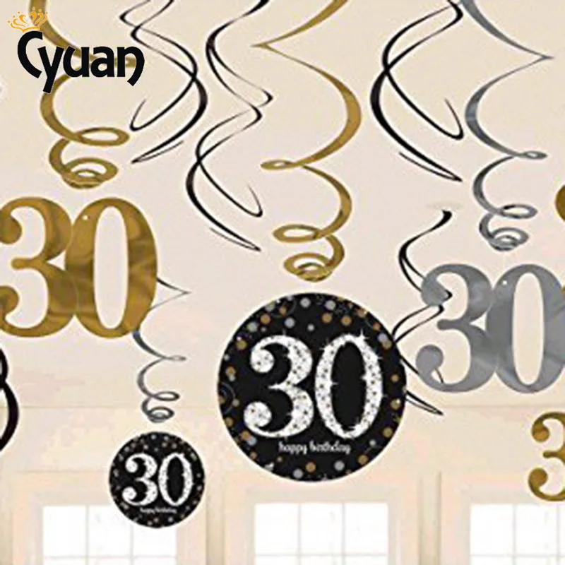 30 40 50 60 Th Birthday Hanging Swirls Ceiling Decoration
