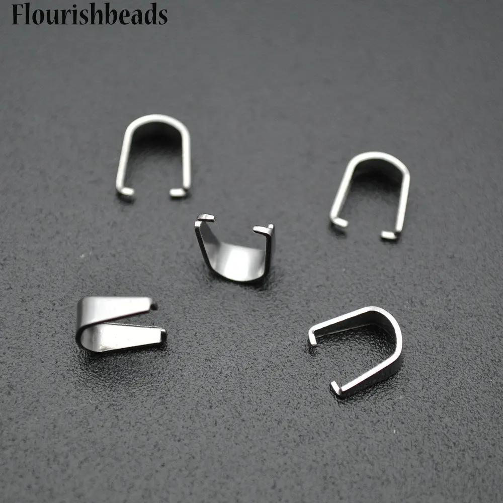 3x8mm Stainless Steel Pendant Bails Folder Jewelry Findings Necklace