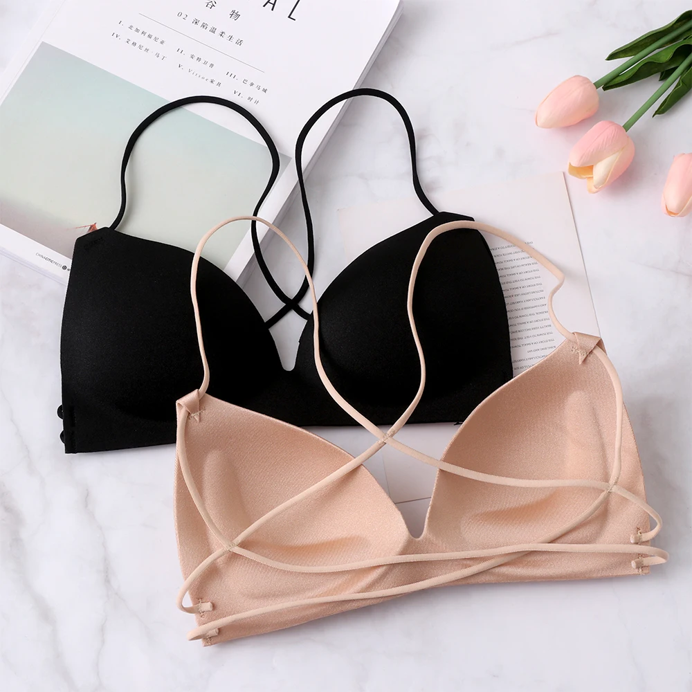 

1PC Women Sexy Padded Bralette Bra Wireless Stretch Fashion Bra Tank Top Sexy Cross Strap Women Casual Bralette Female Underwear