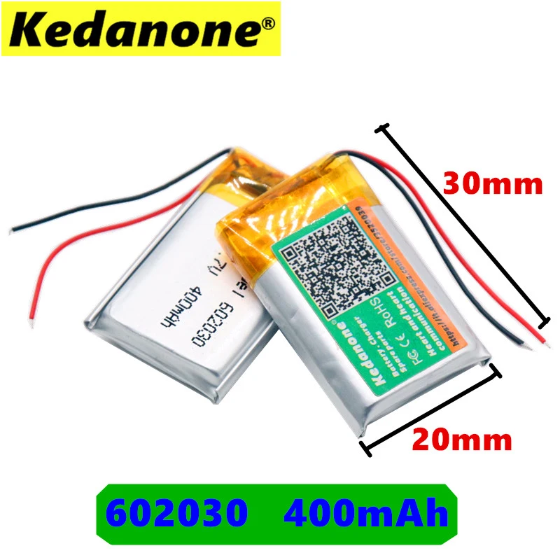 

3.7V 400mAh 602030 Lithium Polymer Li-Po li ion Rechargeable Battery Lipo cells For Bluetooth speaker Tachograph Car DVR Camera