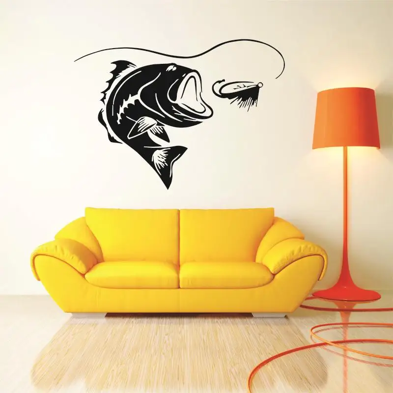 Dctal Fishing Switch Panel Sticker Little Girl Fish Decal Angling Hooks Tackle Shop Posters Vinyl Wall Decals Parede Decor Mural