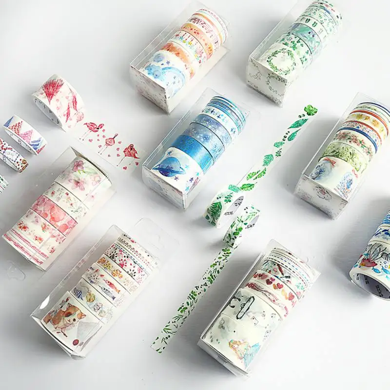 Горячая продажа 9 рулонов Васи Маскировочная лента Набор лепесток животных Цветок бумага маскирования ленты японский Васи клейкие ленты DIY