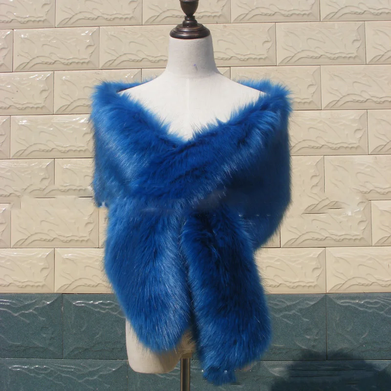 2015 Winter Fur Cape Faux Silver Fox Rabbit Scarf Plus Size Natural Lamb Long Shawl Collar Bridal Pashmina Women Multipurpose