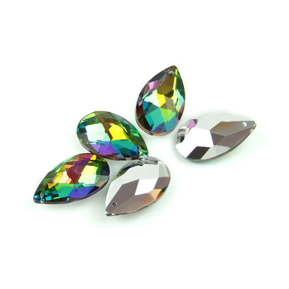 

AAA Top Quality 38mm Crystal Pendant Beads Multi Metallic Plated Colour With Silver Back 12pcs/Lot