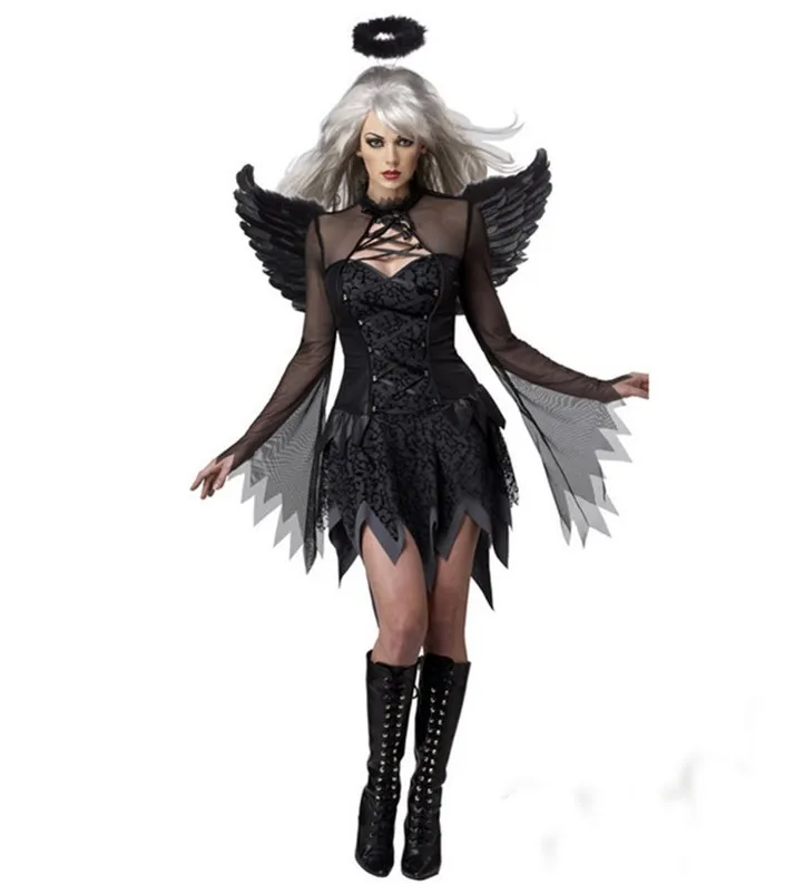 Высокое качество; маскарадный костюм на Хэллоуин для косплея; костюм вампира, королевы, ведьмы, невесты; костюм черного ангела для ролевых игр