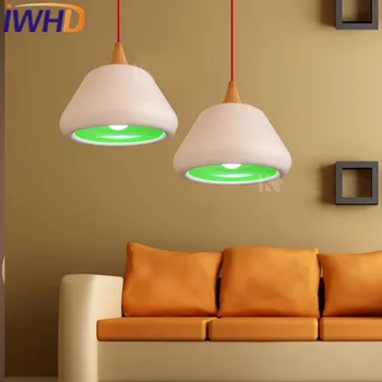 

IWHD Indoor Hanglamp LED Pendant Lights Brief Iron Modern Hanging Lamp White Dining Stair Creative Hanglampen Light Fixtures