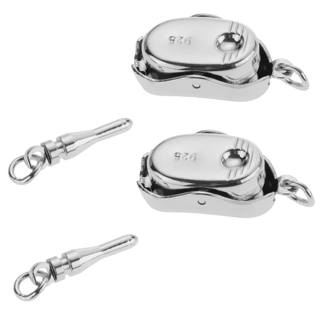 2pcs 925 Sterling Silver Connector Buckle Clasp For DIY Jewelry Makings