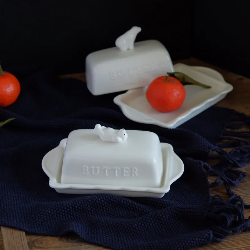 

Polar Bear Decor Butter Box Dessert Plates Bread Tray