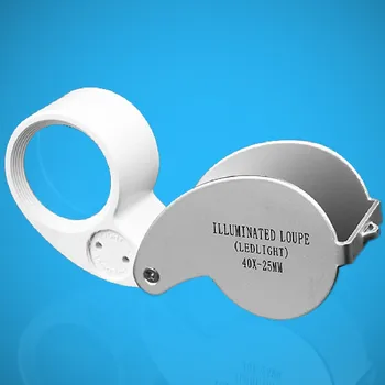 

Magnifier Illuminated LED Light Jeweler Loupe Folding Magnifier 40x25mm 40X Retractable Magnifying