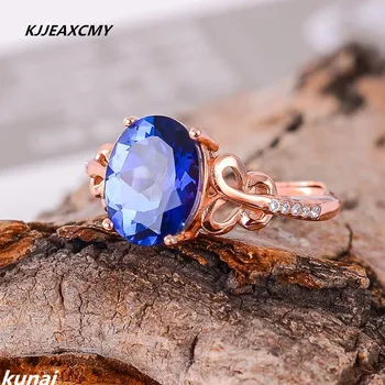 

KJJEAXCMY Fine jewelry Wholesale ladies ring color jewelry 925 silver inlay Tanzania color Topaz Ring new