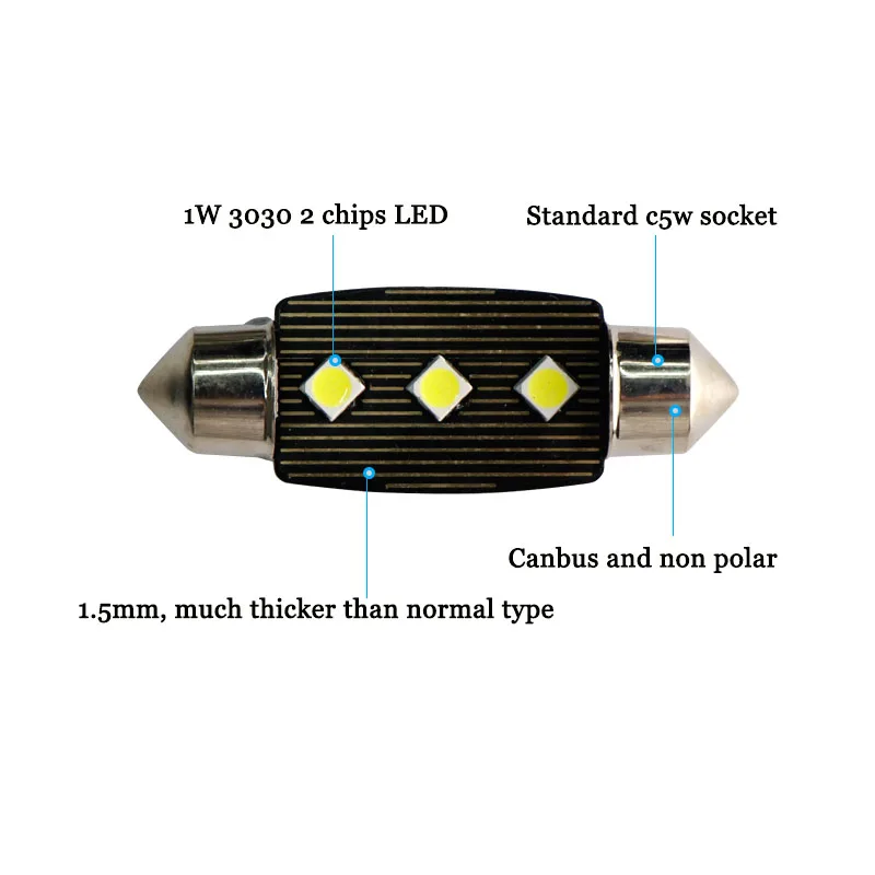 10 шт. Автомобильные светодиодные лампы C5W 2 3 smd 3030 a 12 В|Сигнальная лампа| |